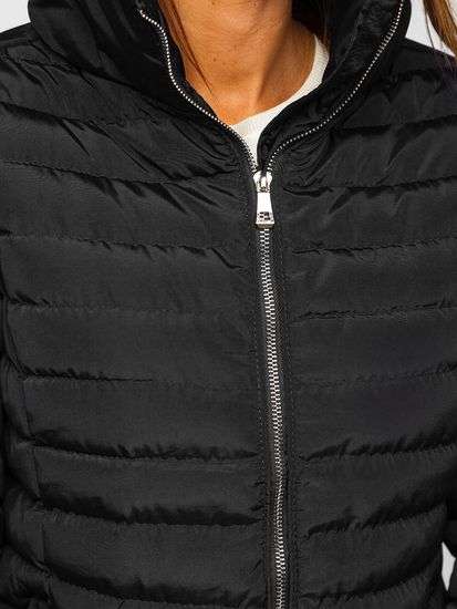 Μαυρο καπιτονε μπουφαν γυναικειο χειμωνιατικο χωρις κουκουλα Bolf 23063