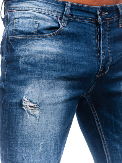 Μπλε μαρέν ανδρικό τζιν παντελόνι regular fit Bolf MP002B