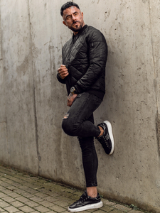 Μαύρο μεταβατικό ανδρικό καπιτονέ bomber τζάκετ Bolf MY-01