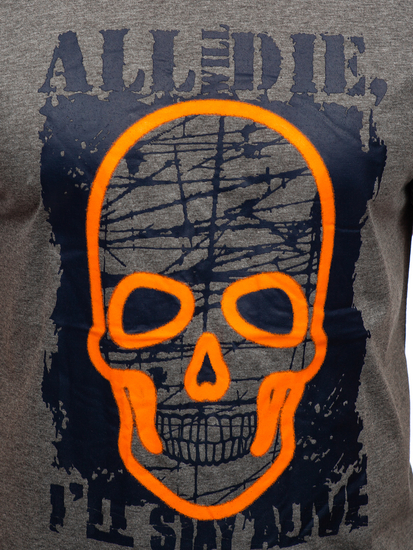 Ανθρακι T-shirt ανδρικο με σταμπα Bolf Y70007