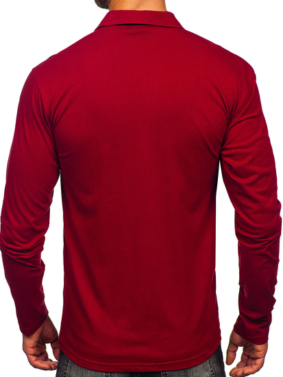 Μπορντό βαμβακερή ανδρική μακρυμάνικη πόλο μπλούζα Bolf 5119