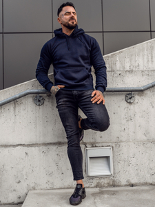 Ανδρική κουκούλα καγκουρό Ναυτικό μπλε Bolf MB001A