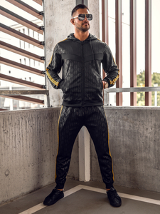 Μαύρη ανδρική φόρμα με κουκούλα Bolf 3A165A