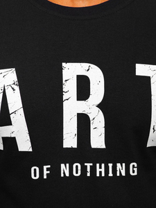 Ανδρικό μπλουζάκι με στάμπα από βαμβάκι Μαύρος Bolf 1180