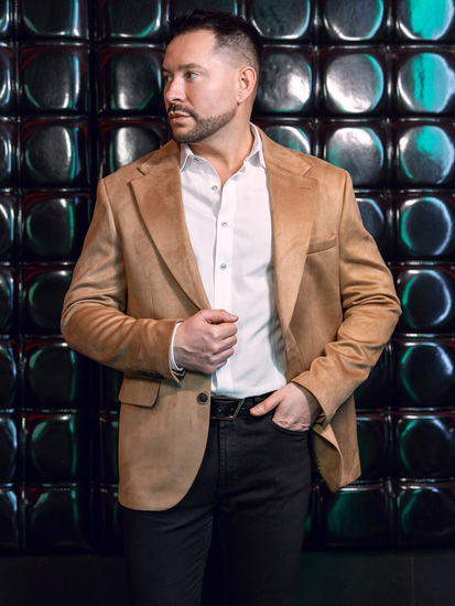 Ανδρικό βελούδινο σακάκι Καμήλα Bolf 24410