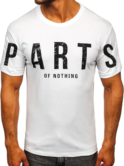 Ανδρικό μπλουζάκι με στάμπα από βαμβάκι Λευκό Bolf 1180