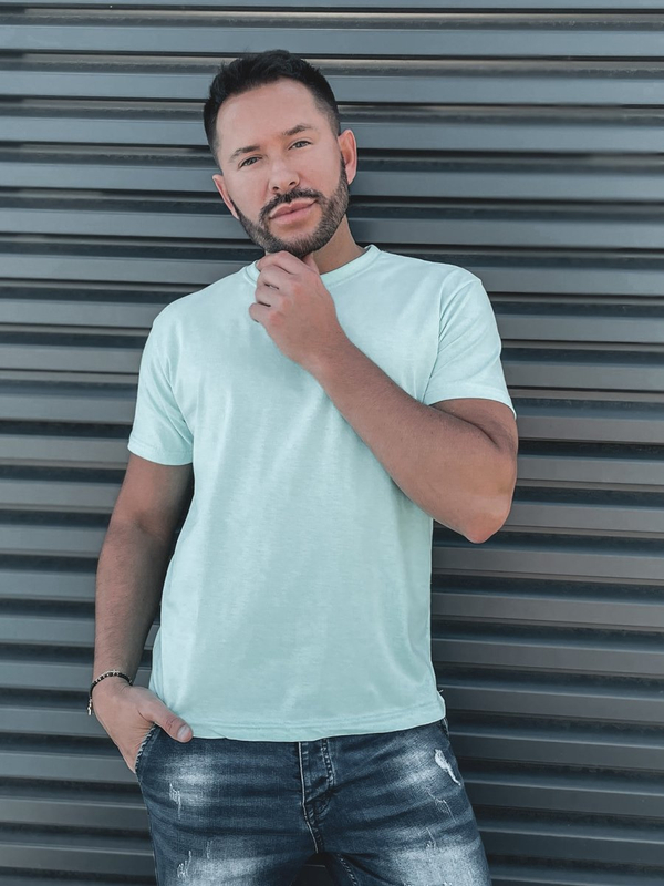 Ανδρικό μπλουζάκι Βασικός βαμβακερό Μέντα Bolf 192397A