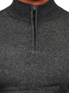 Μαυρο με ορθιος γιακας πουλοβερ ανδρικο Bolf S8274