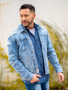 Γαλάζιο ανδρικό τζιν μπουφάν Bolf MJ501BC