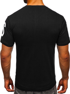 Ανδρικό μπλουζάκι με στάμπα από βαμβάκι Μαύρος Bolf 1180