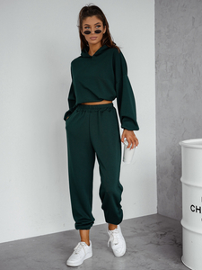 Γυναικεία αθλητική φόρμα 2 τεμαχίων με κουκούλα από βούτυρο Πράσινο μπουκάλι Bolf 525