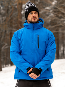 Μπλε μπουφάν ανδρικό χειμερινό αθλητικό Bolf HH011