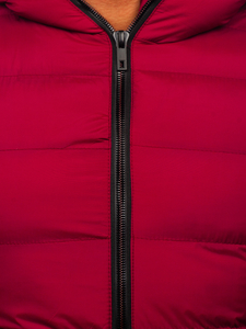 Μπορντό ανδρικό χοντρό καπιτονέ γιλέκο με κουκούλα Bolf 7M805