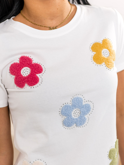 Λευκό γυναικείο t-shirt με εφαρμογή Bolf 95T2529