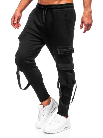 Μαύρο combat παντελόνι ανδρικό joggers φούτερ Bolf 6582