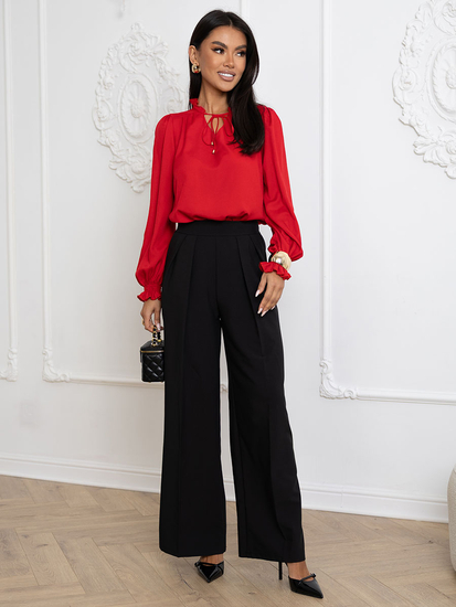 Γυναικεία Κομψή Μπλούζα με Γραβάτα Κόκκινος Bolf 546