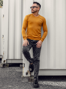 Ανδρικό πουλόβερ με λαιμόκοψη Camel Bolf YY03