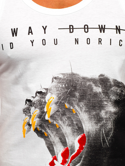 Λευκο μπλουζακι tank top τυπου μποξερ με σταμπα Bolf 14836