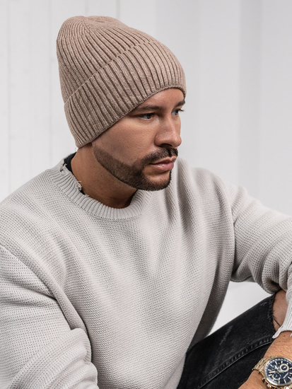 Καφέ ανδρικό χειμερινό καπέλο με επένδυση Bolf 387046