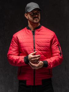 Κόκκινο μεταβατικό ανδρικό μπουφάν bomber καπιτονέ Bolf MY-02A1