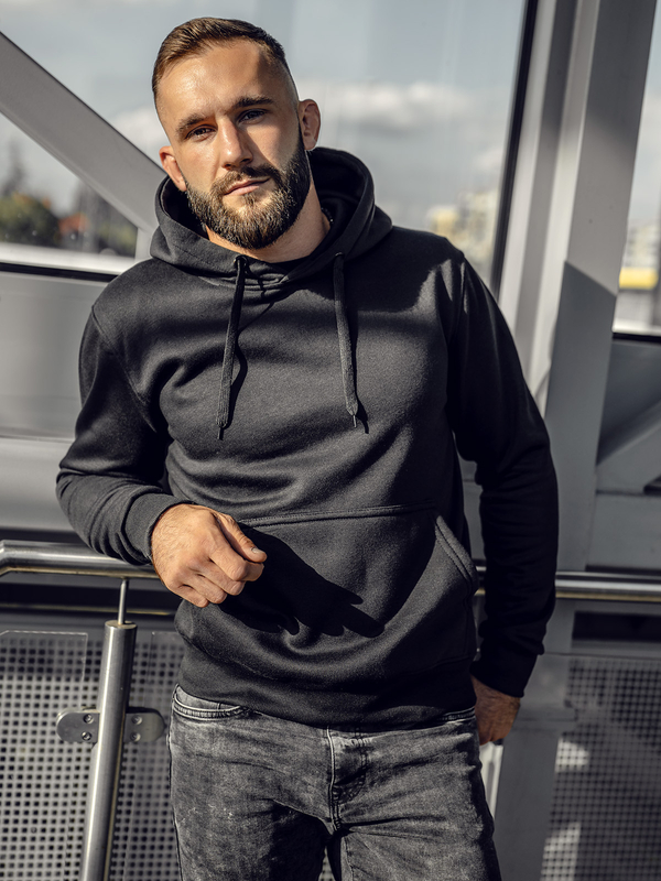 Ανδρική κουκούλα καγκουρό Μαύρος Bolf 2009A4