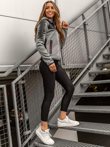 Γυναικείο ελαφρύ καπιτονέ μπουφάν με κουκούλα Γκρί Bolf KSW4007A