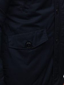 Ναυτικο μπλε μπουφαν ανδρικο χειμωνιατικο παρκα Αλασκα Bolf JK355