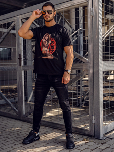 Μαύρο ανδρικό T-shirt με εκτύπωση Bolf 192377A