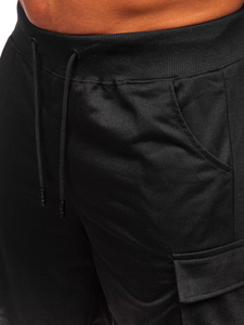 Μαύρα αθλητικά κοντά cargo σορτς ανδρικά Bolf 8K1505