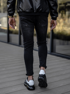 Μαύρο ανδρικό τζιν παντελόνι regular fit Bolf TF098