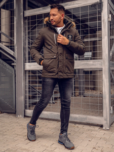 Ανδρική χειμερινή πράσινη μπουφάν Bolf 1827A