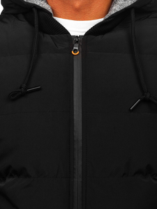 Μαύρη καπιτονέ ανδρική χειμερινή μπουφάν Bolf 7408