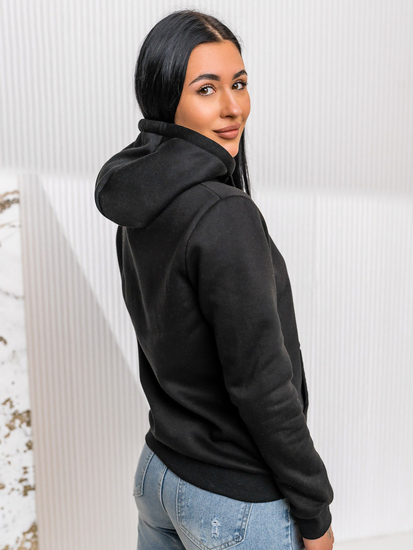 Μαύρο γυναικείο φούτερ με κουκούλα Bolf W02A1