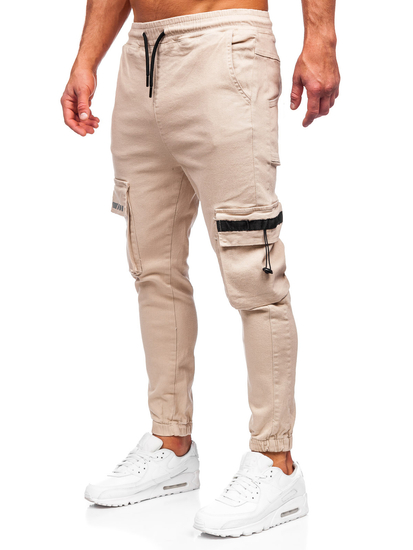 Μπεζ jogger cargo παντελόνια ανδρικά Bolf 6685