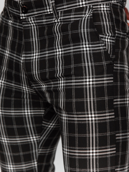 Μαύρο ανδρικό καρό υφασμάτινο παντελόνι Bolf 184167