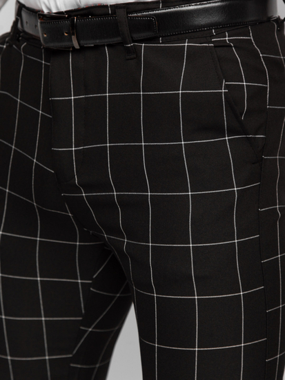 Μαύρο ανδρικό καρό υφασμάτινο παντελόνι Bolf 0040