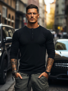 Μαύρο ανδρικό μακρυμάνικο με κουμπιά Bolf 1114A2