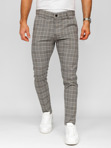 Μπεζ ανδρικό καρό υφασμάτινο παντελόνι Bolf 184171