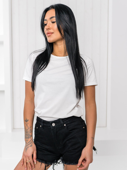 Λευκό γυναικείο T-shirt μη τυπωμένο Bolf SD211