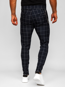 Μελάνι παντελόνια υφασμάτινα chinos καρό ανδρικά Bolf 0061