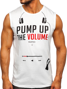 Λευκο μπλουζακι tank top με σταμπα Bolf 14815