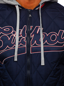 Σκούρο μπλε καπιτονέ ανδρικό μεταβατικό μπουφάν bomber Bolf HSS058