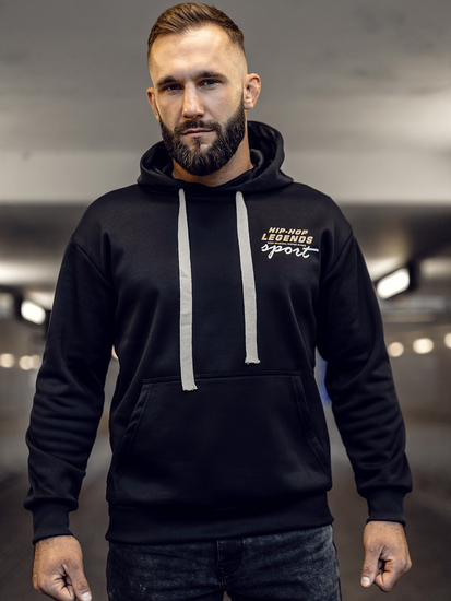 Μαύρη ανδρική μπλούζα με κουκούλα και τύπωμα Bolf M280