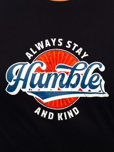 Μαύρο βαμβακερό ανδρικό t-shirt με στάμπα Bolf MPO3531