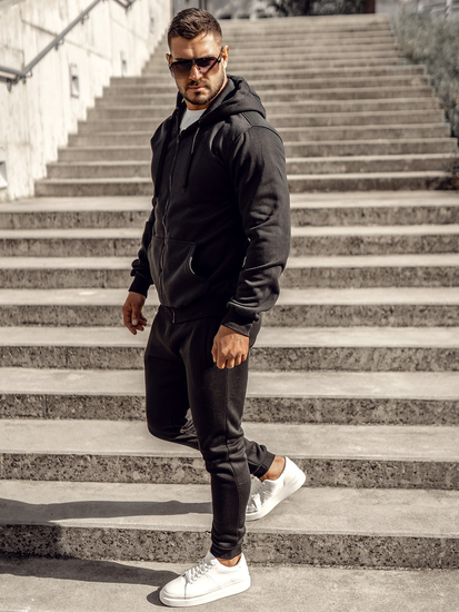 Μαύρη ανδρική φόρμα με φερμουάρ Bolf D004