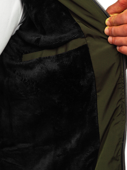 Πράσινη καπιτονέ ανδρική χειμερινή μπουφάν Bolf 6906