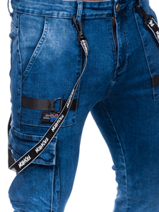 Μπλε μαρέν ανδρικό τζιν παντελόνι cargo Bolf TF118