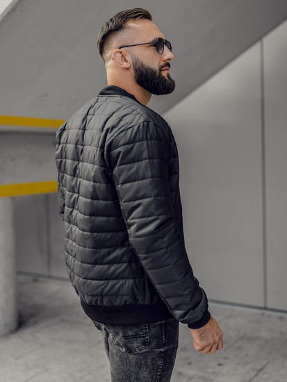 Ανδρικό ελαφρύ καπιτονέ Bomber Σακάκι Μαύρος Bolf MY-02A2