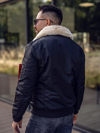 Ανδρική χειμερινή πιλότου μαύρη μπουφάν Bolf EX1787