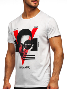 Λευκο T-shirt ανδρικο με εκτυπωση Bolf KS2552